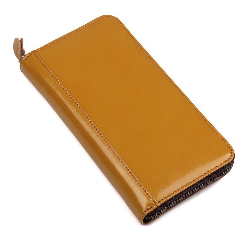 R8440D Orange yellow RFID Wallet Cow Leather Lady Card Holder_Wallets